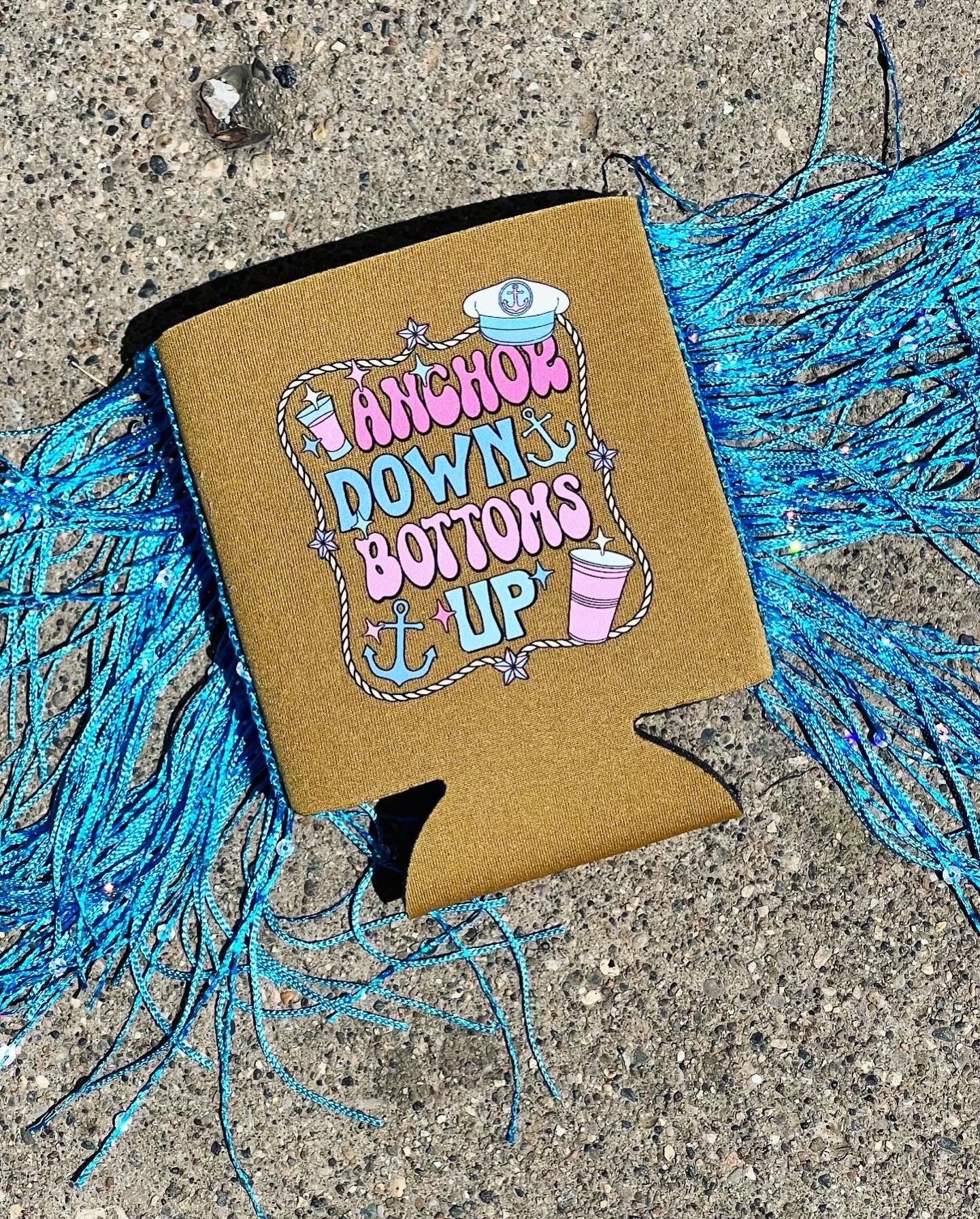 Anchors Down Bottoms Up coozie