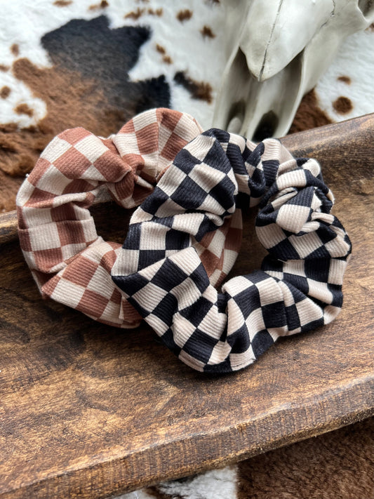 Velvet Checkered Scrunchies set of 2