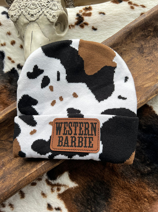 Western B Cow print Beanie