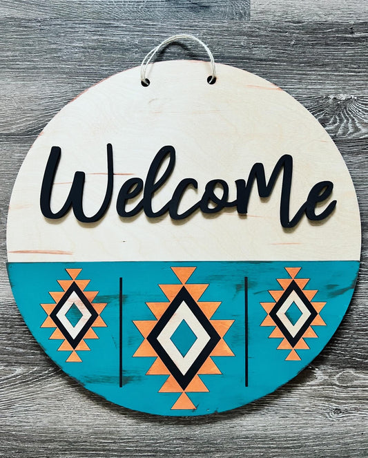 Welcome aztec 18" Door Sign