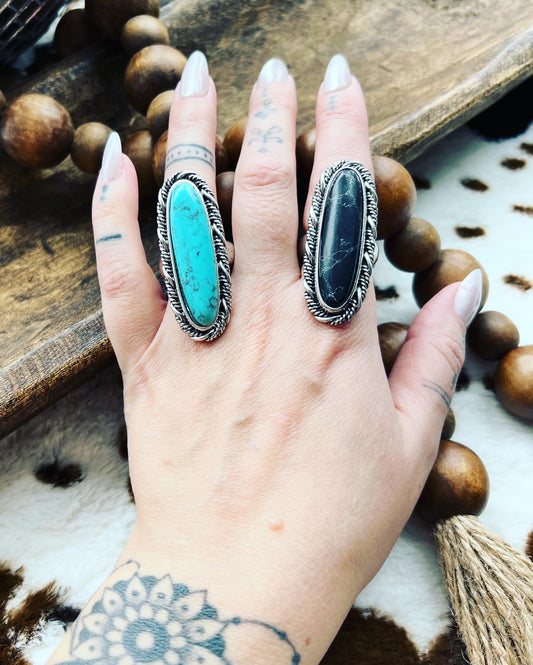 Western Oval Turquoise statement Ring
