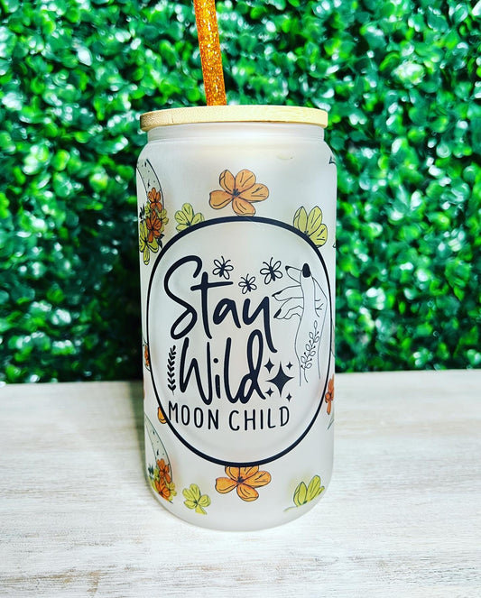 Stay Wild Moon Child Libbey Glass Can