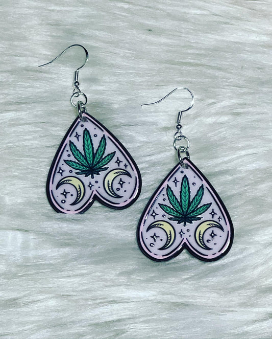 Cannabis Moon Dangle Earrings