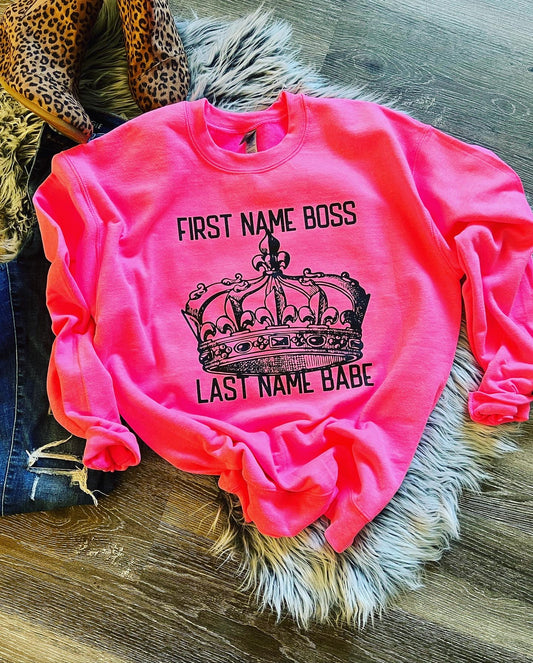 First Name Boss crew neck