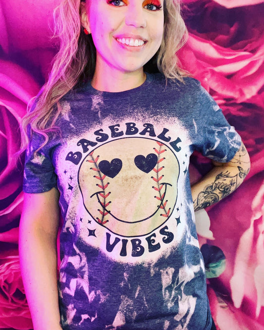 Baseball Vibes Bleached T-shirt