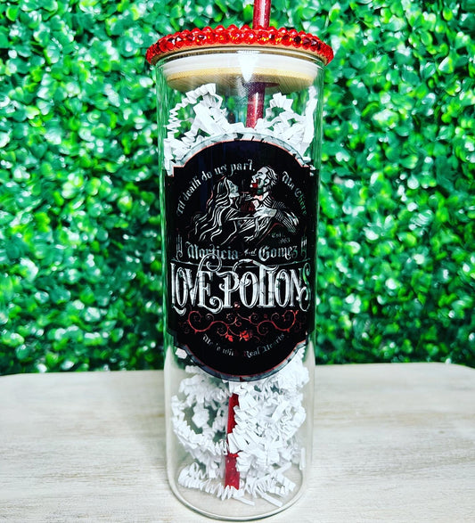 Love Potion 25oz Glass Can with Rhinestone Lid